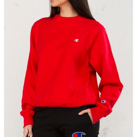 Champion Tops - Red Champion CrewNeck Pullover Sweatshirt